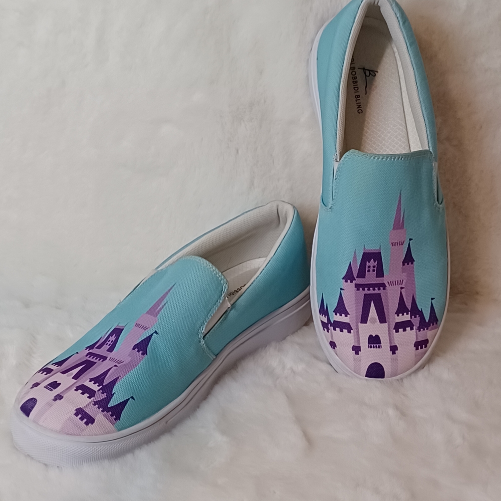 Kids Blue Castle Slip-On Shoes